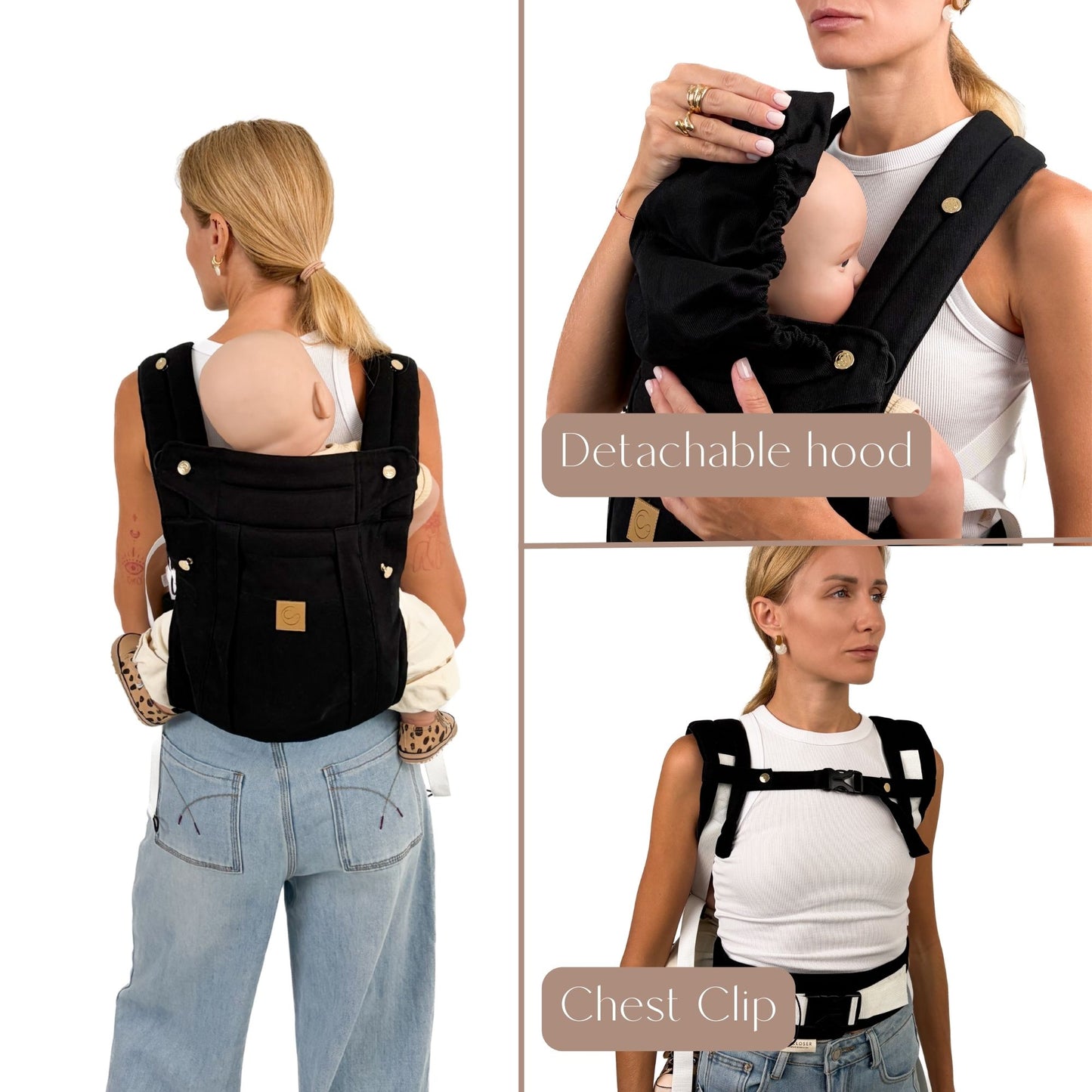 Black - Comfort Fit Ergonomic Adjustable Baby Carrier