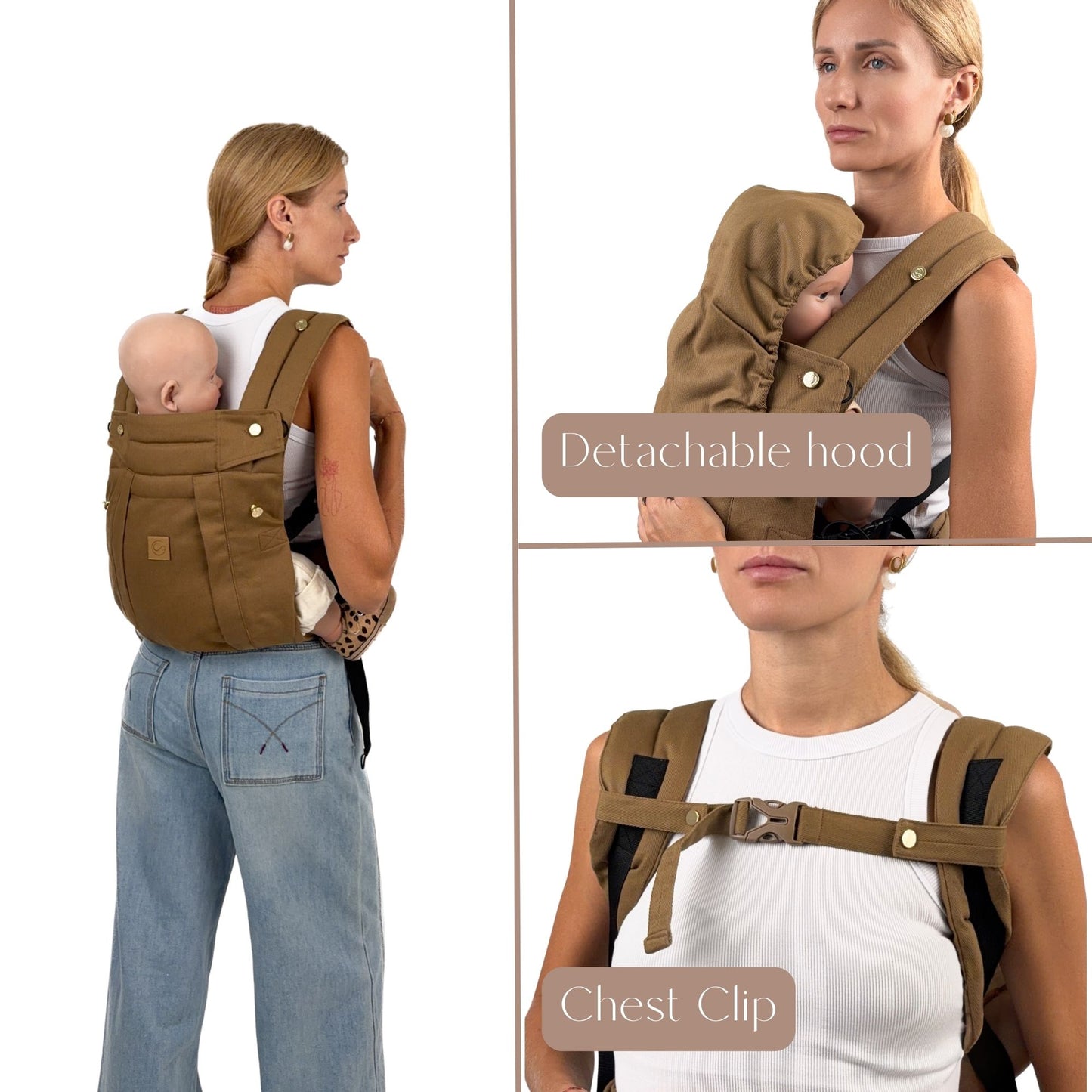 Caramel - Comfort Fit Ergonomic Adjustable Baby Carrier