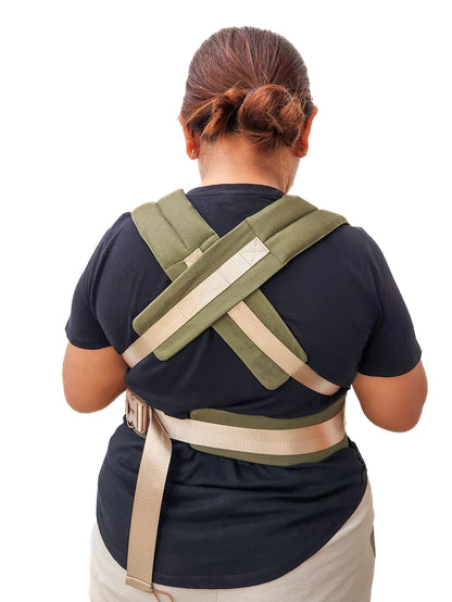 XXL size baby carrier, back straps and support belt.