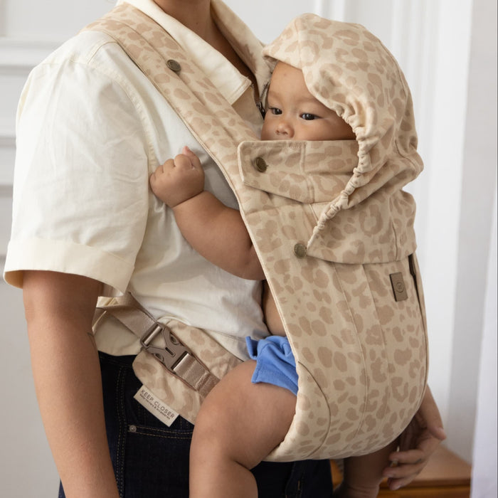 Sand Leopard Lite carrier worn on the front