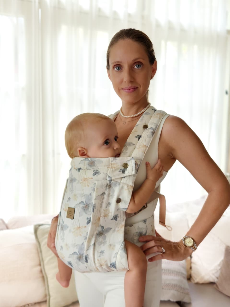 Ivory Blossom - Comfort Fit Ergonomic Adjustable Baby Carrier
